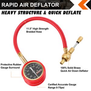 שעון לחץ גלגלים  0-70 psi בנרתיק  ALLTOP כולל מעטה גומי להגנה על השעו